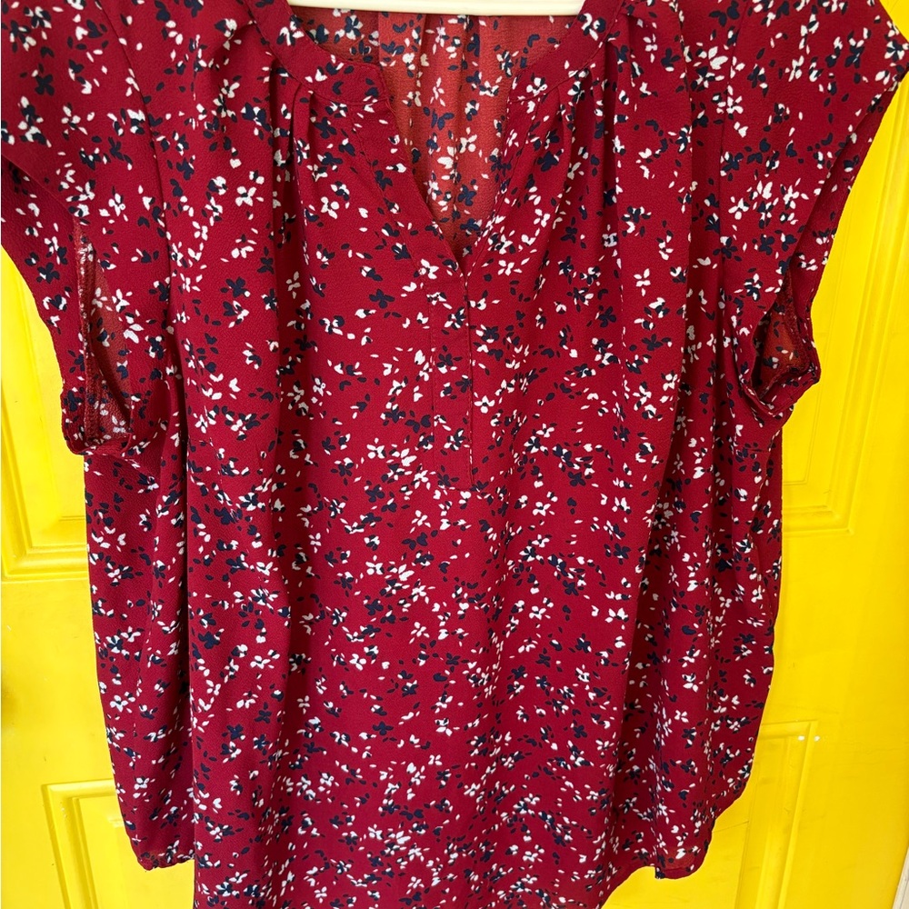 41 Hawthorn Burgundy Floral Blouse